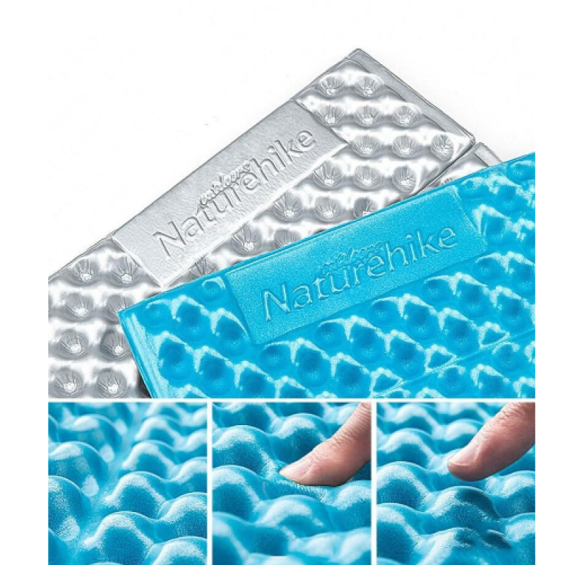 Килимок туристичний складаний одномісний IXPE Naturehike Thickened NH20FCD07 кемпінговий з алюмінієвою плівкою, 187x56x2,5 см, блакитний