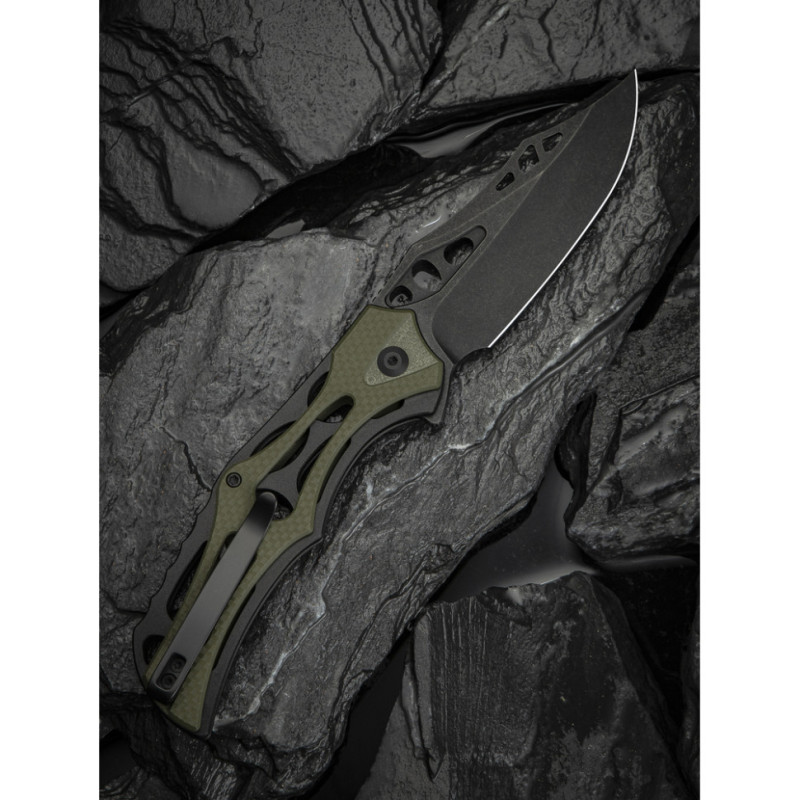 Ніж складаний туристичний Civivi Biophase, (8.9 см) Nitro-V / Aluminum & G10 чорно-зелений