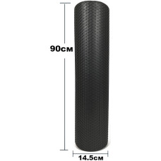 Массажный ролик (валик) EasyFit Foam Roller, Длина 90 см, Диаметр 14,5 см, Пена EVA с мелкой массажной поверхностью, для МФР, фитнеса, йоги и реабилитации, Черный