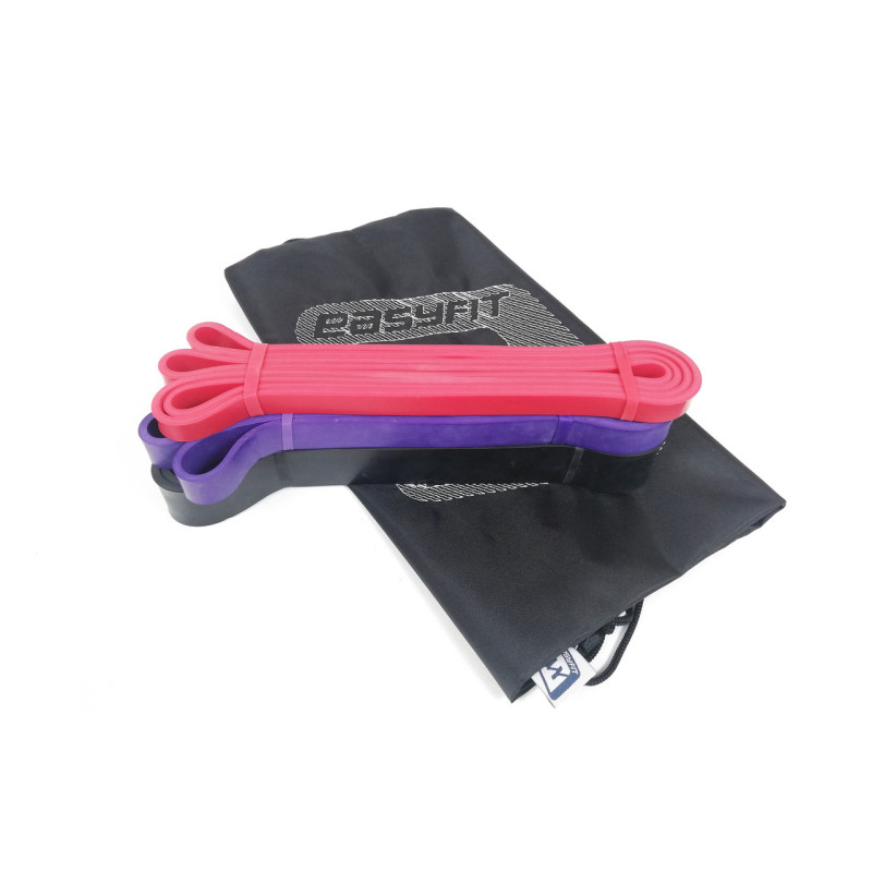 Набір резинок для підтягування та спорту EasyFit (3 шт), Опір 2-45 кг, Довжина 208 см, Товщина 4,5 мм, Ширина: 13 мм; 20 мм; 32 мм, Латекс, Сумка для зберігання