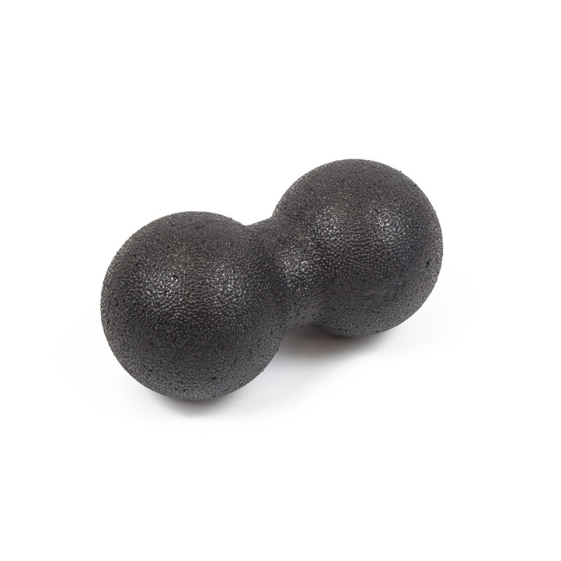 Двойной массажный мяч EasyFit DuoBall, Длина 16 см, Диаметр 8 см, Материал EPP, для МФР, снятия напряжения и самомассажа, Черный