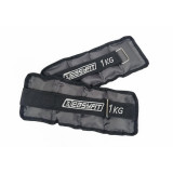Утяжелители для ног и рук с металлом EasyFit Metal (пара), Вес 1 кг, Оксфорд, Металл, Черно-серый