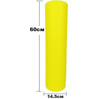 Массажный ролик (валик) EasyFit Foam Roller, длина 60 см, диаметр 14,5 см, желтый, пена EVA с мелкой массажной поверхностью, для МФР, фитнеса, йоги и реабилитации