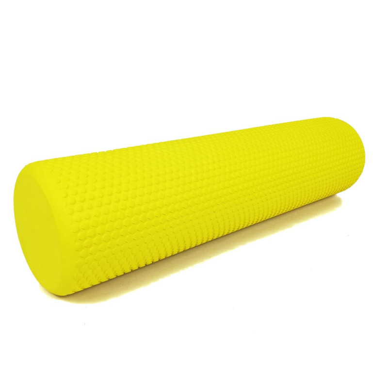 Массажный ролик (валик) EasyFit Foam Roller, длина 60 см, диаметр 14,5 см, желтый, пена EVA с мелкой массажной поверхностью, для МФР, фитнеса, йоги и реабилитации