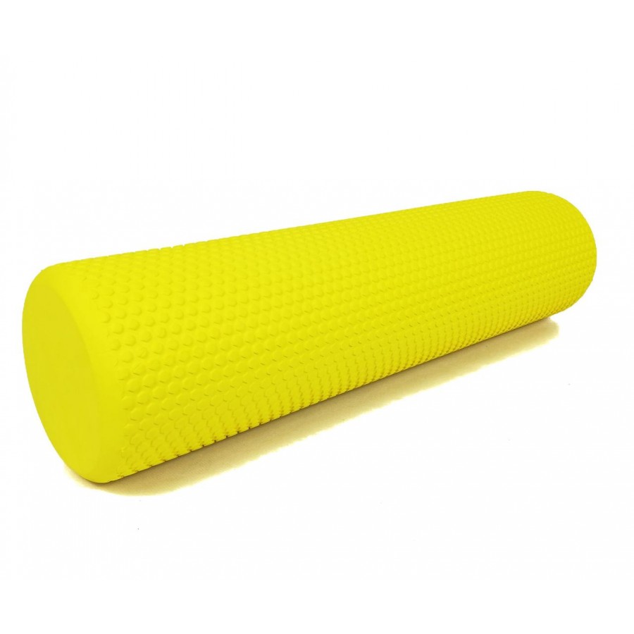 Массажный ролик (валик) EasyFit Foam Roller, длина 60 см, диаметр 14,5 см, желтый, пена EVA с мелкой массажной поверхностью, для МФР, фитнеса, йоги и реабилитации