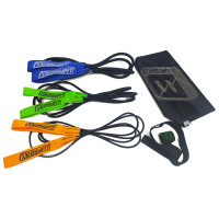 Гумові петлі-еспандер EasyFit, Набір 3 шт, Опір 4-60 кг, Довжина 300 см, Довжина ручки 30 см, Довжина дверного кріплення 60 см, товщина 6, 8, 10 мм, Для фітнесу, силових тренувань, йоги та реабілітації, Помаранчевий, Салатовий, Синій