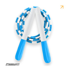 Бісерна скакалка EasyFit FreeRope, Довжина 2,7 м, Біло-блакитний, Для роуп-скіппінгу, фристайлу та функціональних тренувань