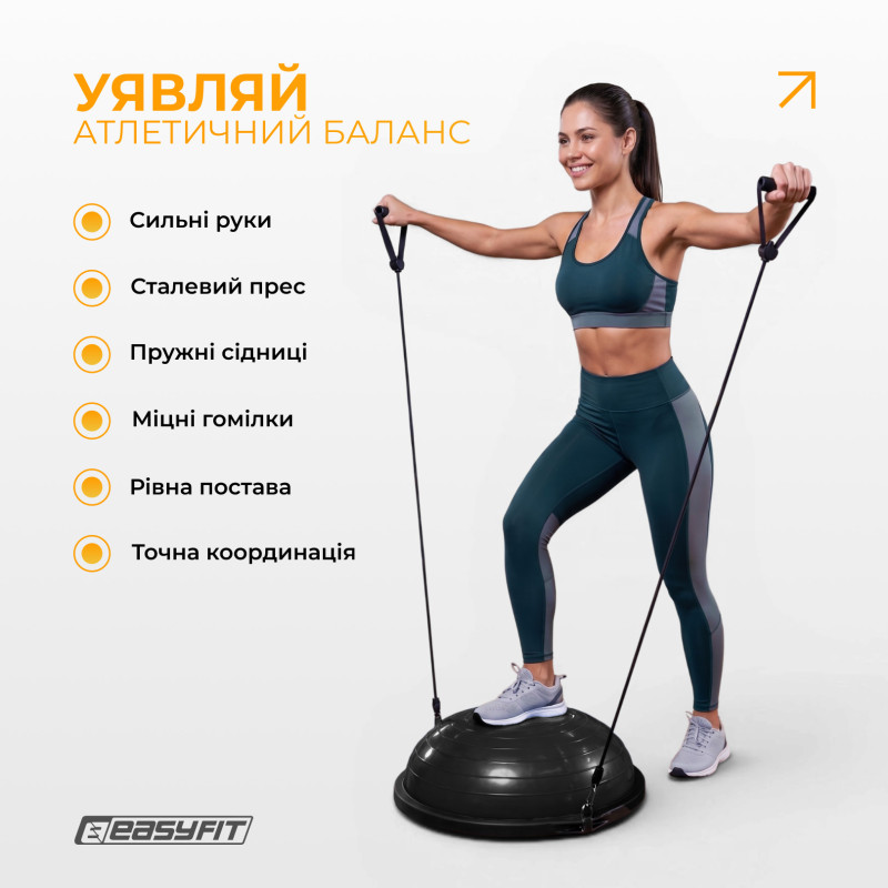 Балансувальна платформа EasyFit BOSU, діаметр 60 см, чорний