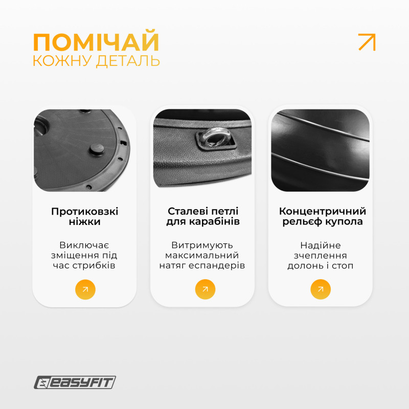 Балансувальна платформа EasyFit BOSU, діаметр 60 см, чорний