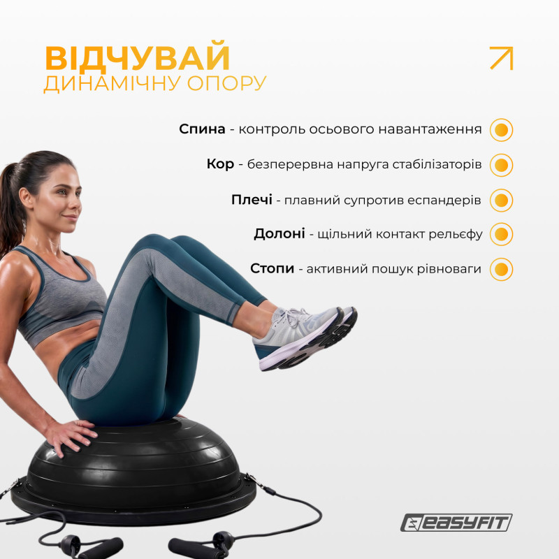 Балансувальна платформа EasyFit BOSU, діаметр 60 см, чорний