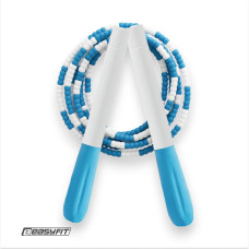 Бісерна скакалка EasyFit FreeRope, Довжина 2,7 м, Біло-блакитний, Для роуп-скіппінгу, фристайлу та функціональних тренувань