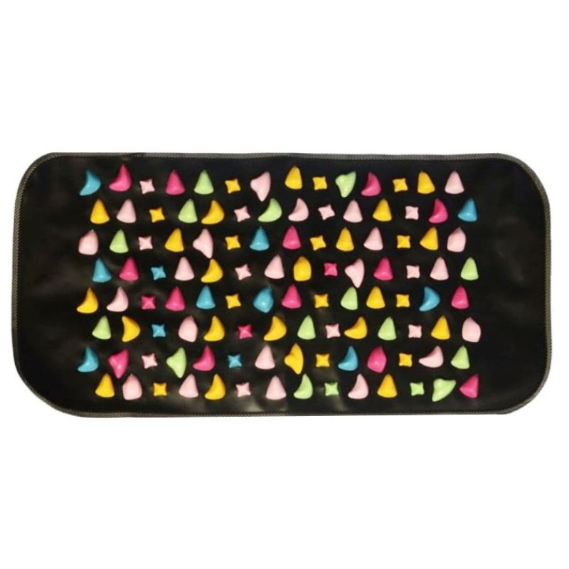 Ортопедический массажный коврик EasyFit с камешками, Длина 70 см, Ширина 35 см, Нейлон, Пластик, Черный с цветными камешками