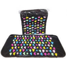 Ортопедичний масажний килимок EasyFit з камінчиками, Довжина 70 см, Ширина 35 см, Нейлон, Пластик, Чорний з кольоровими камінцями