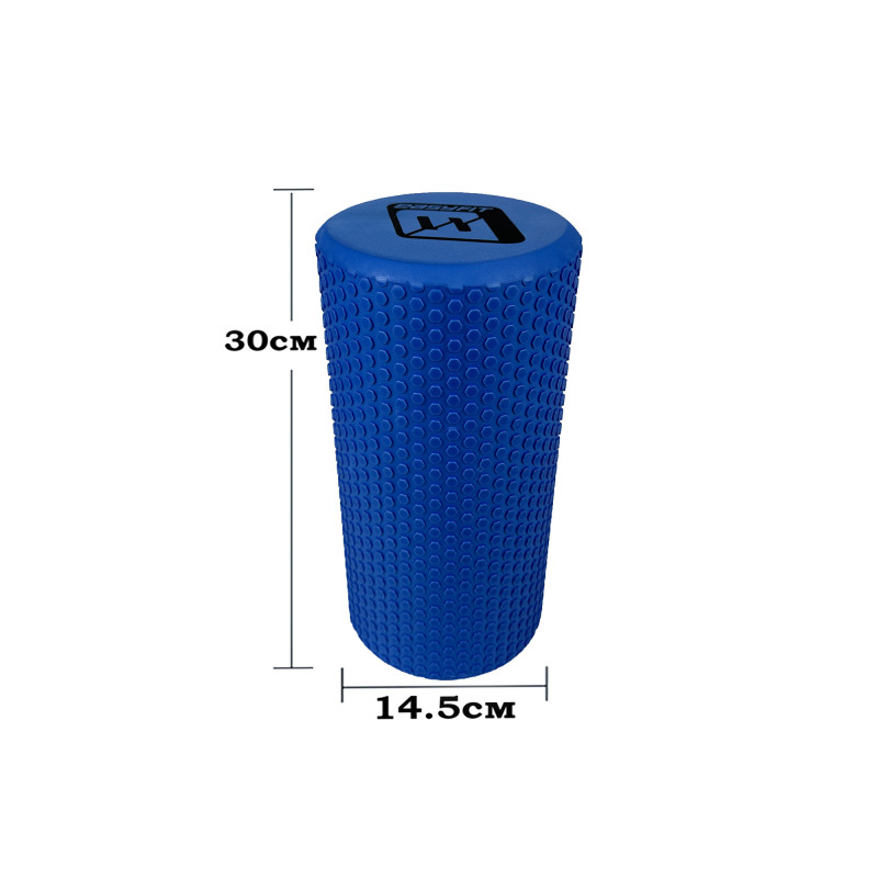 Масажний ролик (валик) EasyFit Foam Roller, Довжина 30 см, Діаметр 14.5 см, Піна EVA з дрібною масажною поверхнею, для МФР, фітнесу, йоги та реабілітації, Синій