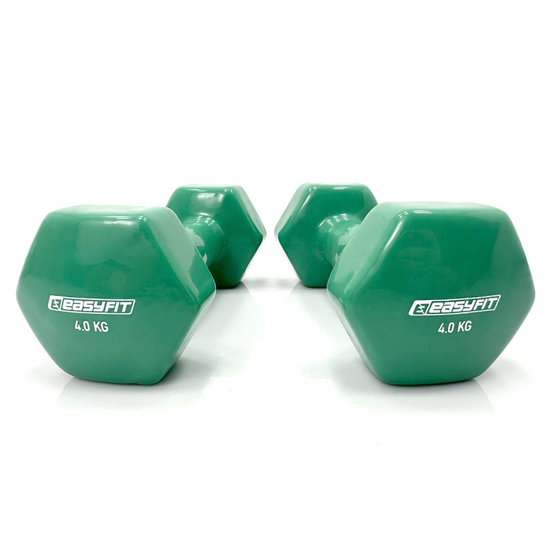 Гантель для фитнеса EasyFit с виниловым покрытием, Вес 4 кг, Сталь, Зеленый