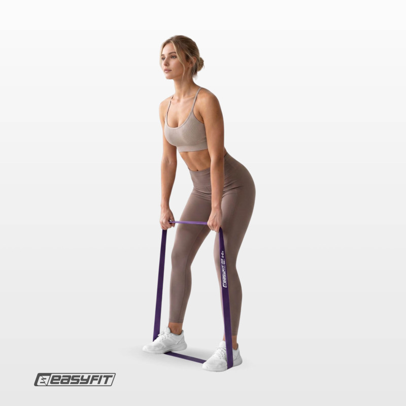 Резинка для подтягиваний и спорта EasyFit, Сопротивление 15-45 кг, Латекс, Длина 208 см, Ширина 32 мм, Толщина 4,5 мм, Фиолетовый
