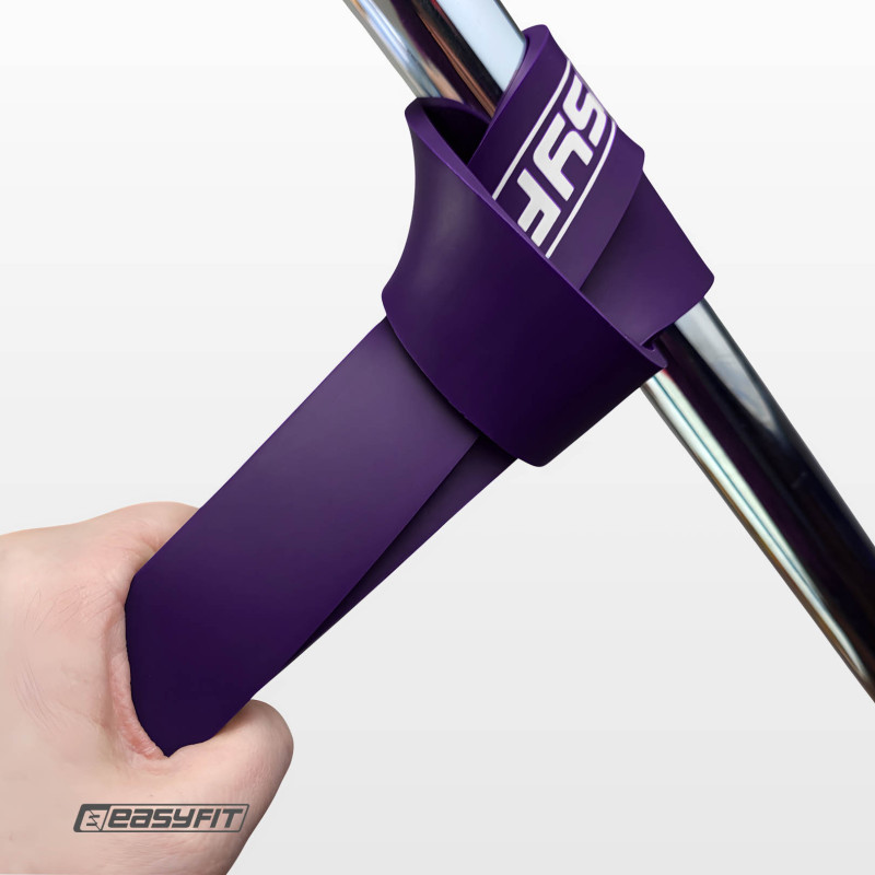 Резинка для подтягиваний и спорта EasyFit, Сопротивление 15-45 кг, Латекс, Длина 208 см, Ширина 32 мм, Толщина 4,5 мм, Фиолетовый
