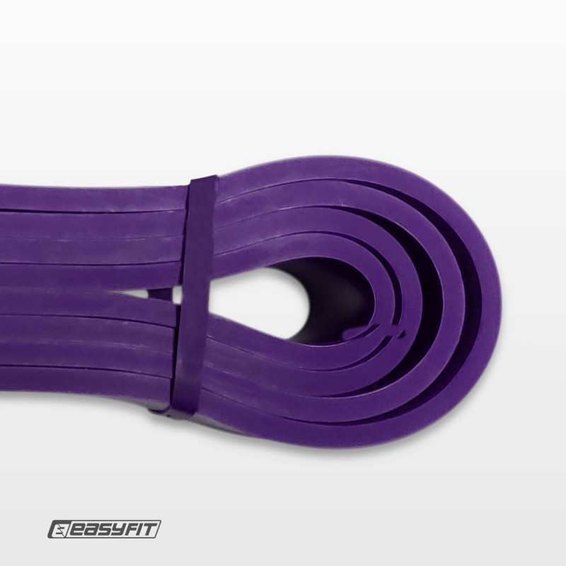 Резинка для подтягиваний и спорта EasyFit, Сопротивление 15-45 кг, Латекс, Длина 208 см, Ширина 32 мм, Толщина 4,5 мм, Фиолетовый