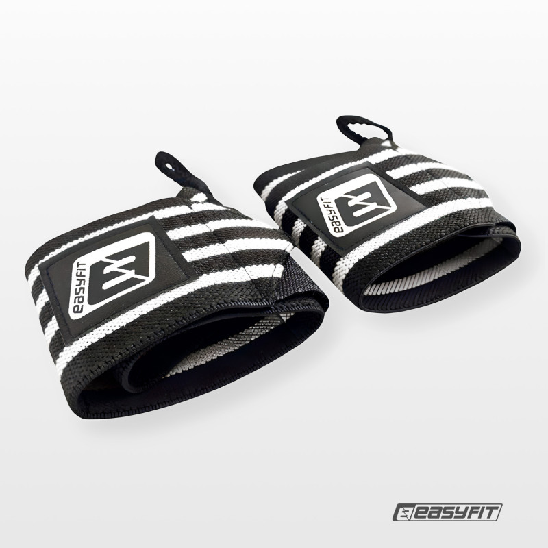 Кистевые бинты EasyFit 50х8 см фиксатор на запястье (черно-белые)