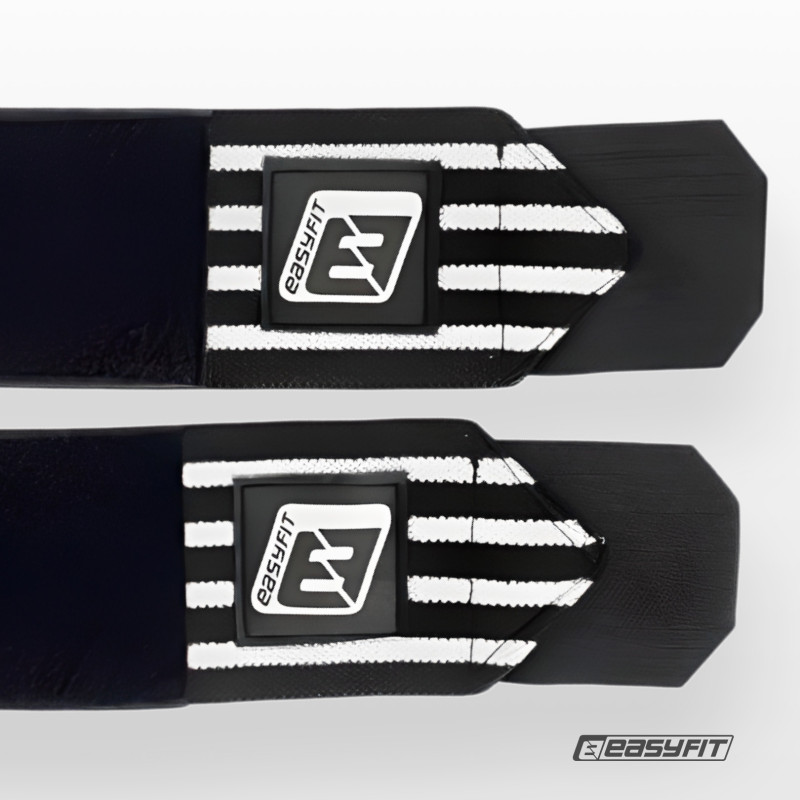 Кистевые бинты EasyFit 50х8 см фиксатор на запястье (черно-белые)