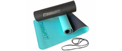 Двухслойный коврик EasyFit для пилатеса, фитнеса и йоги с чехлом, 183x61 см, толщина 6 мм, TPE/TC, ECO-Friendly, мятно-черный