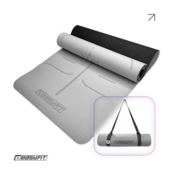 Килимок для йоги та фітнесу EasyFit Polarity Stone з ременем, Розмір 183х61 см, Товщина 6 мм, TPE/TC, Сіро-чорний