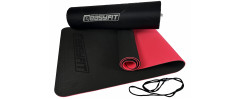 Двошаровий килимок EasyFit для пілатесу, фітнесу та йоги з чохлом, 183x61 см, товщина 6 мм, TPE/TC, ECO-Friendly, чорно-червоний