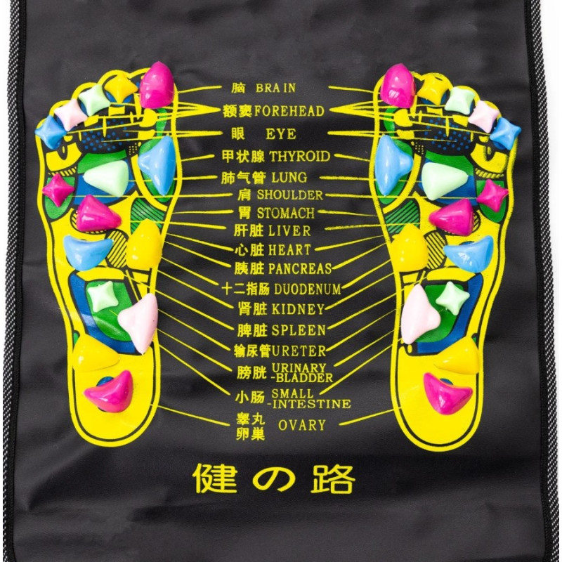 Ортопедичний масажний килимок EasyFit для стоп з камінчиками, Довжина 120 см, Ширина 35 см, Нейлон, Чорний