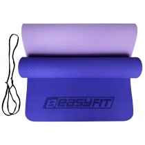 Двухслойный коврик EasyFit для пилатеса, фитнеса и йоги, 183x61 см, толщина 6 мм, TPE/TC, ECO-Friendly, сиреневый-светло-сиреневый