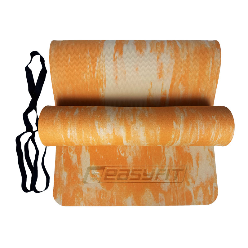 Коврик EasyFit для пилатеса и фитнеса, Размер 183x61 см, Толщина 8 мм, Super EVA, Оранжевый