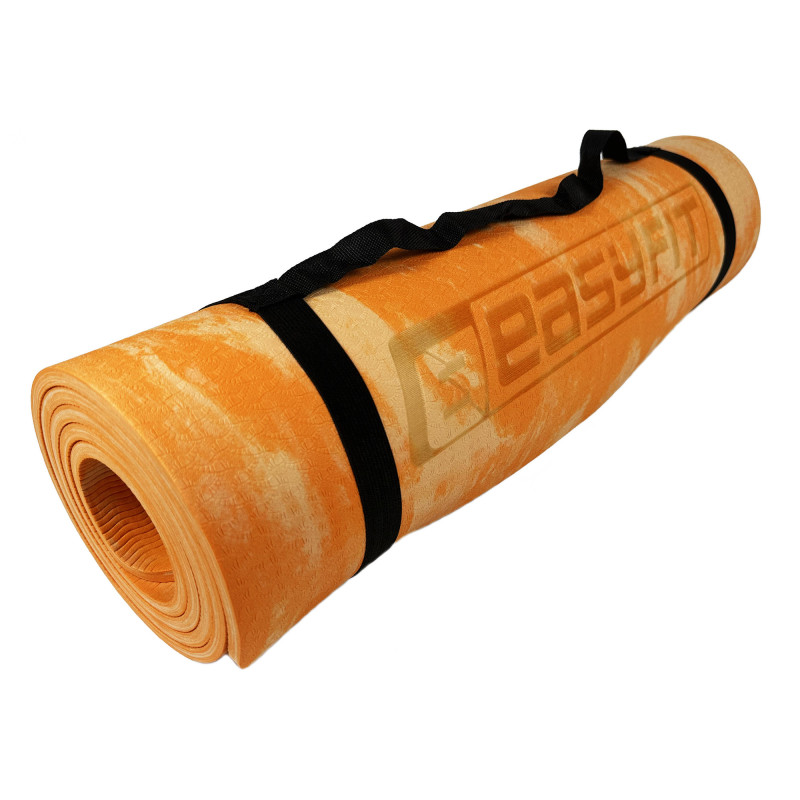 Коврик EasyFit для пилатеса и фитнеса, Размер 183x61 см, Толщина 8 мм, Super EVA, Оранжевый