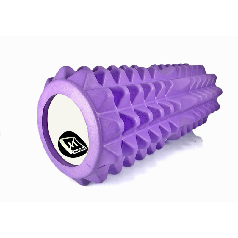 Массажный ролик (валик) EasyFit Grid Roller v.1.2, Длина 33 см, Диаметр 13 см, Каркас из высокопрочного пластика, Пена EVA с массажной поверхностью, для МФР, фитнеса, йоги и реабилитации, Фиолетовый