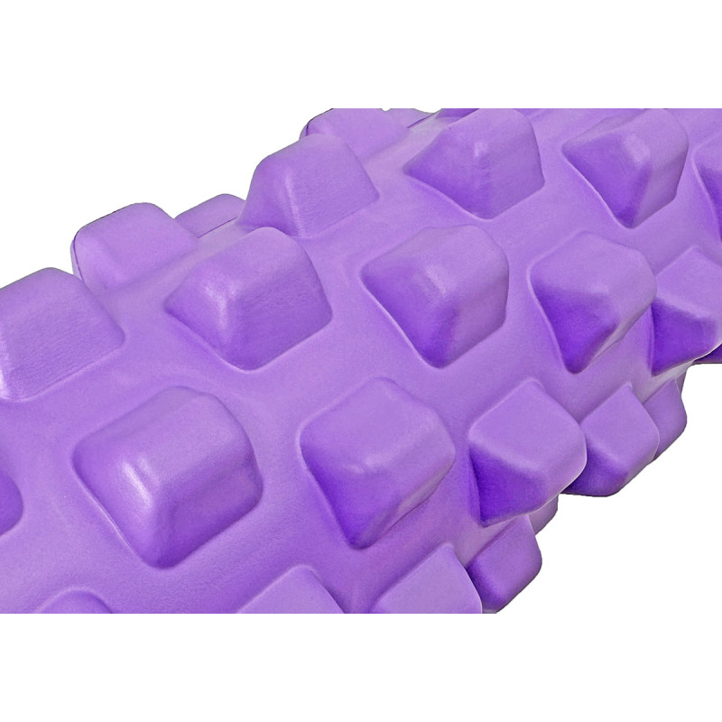 Массажный ролик (валик) EasyFit Grid Roller PRO, Длина 33 см, Диаметр 14 см, Каркас из высокопрочного пластика, Пена EVA с массажной поверхностью 3D, для МФР, фитнеса, йоги и реабилитации, Фиолетовый