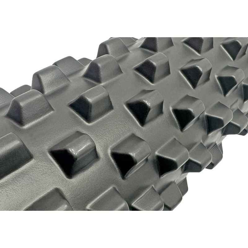 Массажный ролик (валик) EasyFit Grid Roller PRO, Длина 45 см, Диаметр 14 см, Каркас из высокопрочного пластика, Пена EVA с массажной поверхностью 3D, для МФР, фитнеса, йоги и реабилитации, Черный