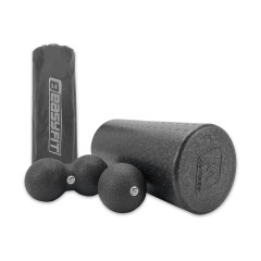 МФР набір для масажу EasyFit MioSet-L: масажний ролер (валик 30х15 см), подвійний масажний м'яч (16х8 см) та масажний м'яч (8 см) для фітнесу, реабілітації та розслаблення м'язів