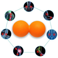 Подвійний масажний м'яч EasyFit, довжина 12 см, діаметр 6 см, TPR, помаранчевий, для МФР, зняття напруги та самомасажу