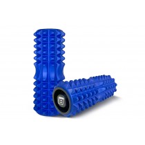 Массажный ролик EasyFit Grid Roller v1.2 с заглушками, Длина 33 см, Диаметр 13 см, Пена EVA с  3D массажной поверхностью, для йоги, фитнеса и реабилитации, Синий