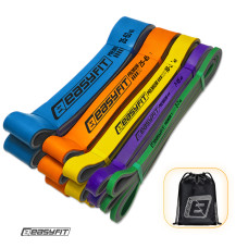 Набір резинок для підтягування та спорту EasyFit Premium (5 шт), Двошарові, Опір 2-63 кг, Довжина 200 см, Ширина: 6,4 мм, 13 мм, 22 мм, 32 мм, 44 мм, Товщина 4,5 мм, Латекс Набір резинок для підтягування та спорту EasyFit Premium (5 шт), Двошарові, Опір 2-63 кг, Довжина 200 см, Ширина: 6,4 мм, 13 мм, 22 мм, 32 мм, 44 мм, Товщина 4,5 мм, Латекс