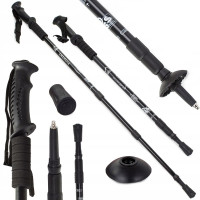 Палка для скандинавской ходьбы EasyFit Energia (1 палка), Длина 64-135 см, Алюминий, Резина, Черный, Для асфальта, песка, снега и других типов покрытия