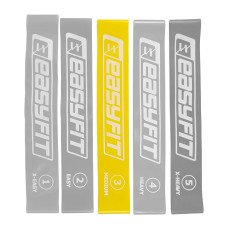 Фітнес-резинка для ніг EasyFit №3 Medium, Опір 10 кг, Довжина 60 см, Ширина 5 см, Жовтий Фітнес-резинка для ніг EasyFit №3 Medium, Опір 10 кг, Довжина 60 см, Ширина 5 см, Жовтий