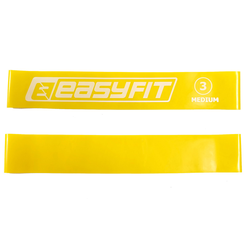 Фитнес-резинка для ног EasyFit №3 Medium, Сопротивление 10 кг, Длина 60 см, Ширина 5 см, Желтый