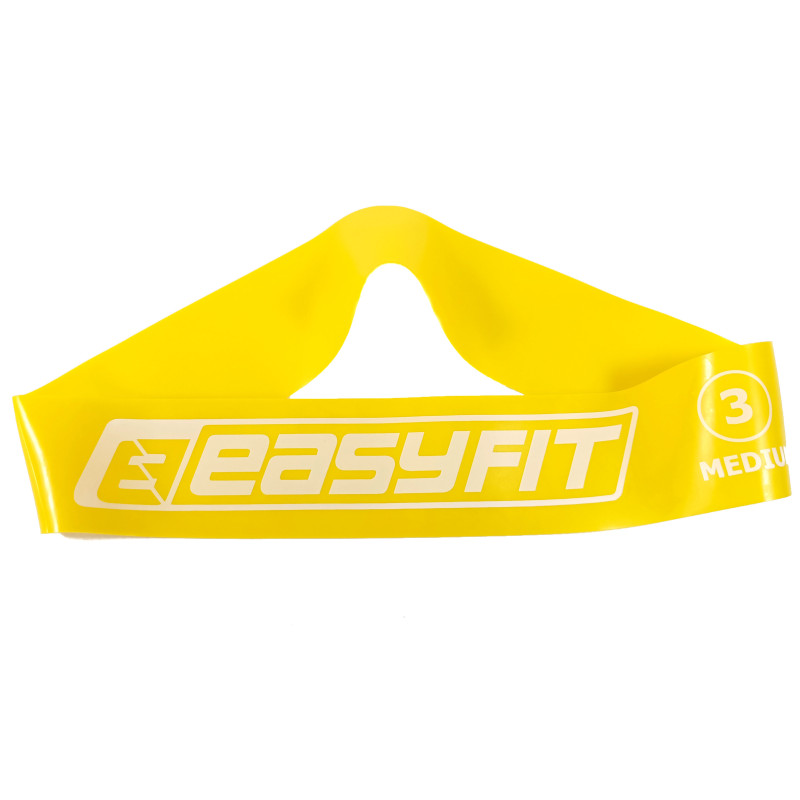 Резиновое кольцо (эспандер) EasyFit №3 Medium, Сопротивление 9 кг, Латекс, Длина 60 см, Ширина 5 см, Толщина 0,7 мм, Желтый, Для занятий фитнесом, йогой, пилатесом и кросфитом