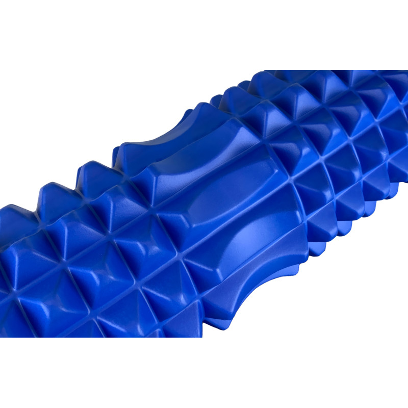 Массажный ролик EasyFit Grid Roller v1.2 с заглушками, Длина 33 см, Диаметр 13 см, Пена EVA с 3D массажной поверхностью, для йоги, фитнеса и реабилитации, Синий