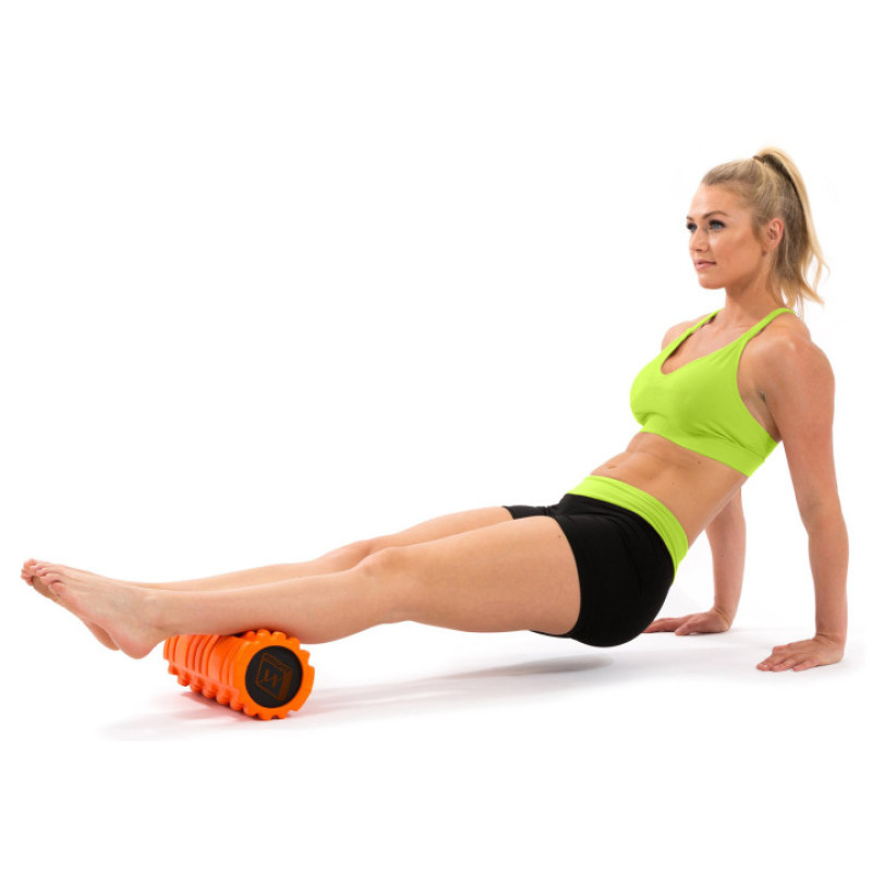 Массажный ролик EasyFit Solid Roller v.1.1s, Длина 33 см, Диаметр 13,5 см, EVA-пена, Оранжевый