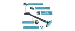 Розсувний розпірний турнік EasyFit BlueGymBar, Довжина 95-120 см (регульована), Діаметр 40 мм, Гума NBR, Сталь, Пластик, Чорно-блакитний