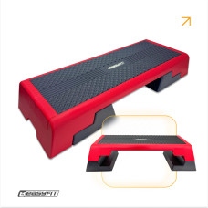 Степ-платформа EasyFit 3-ступенчатая для аэробики и фитнеса, 98×37,5 см, чёрно-красная