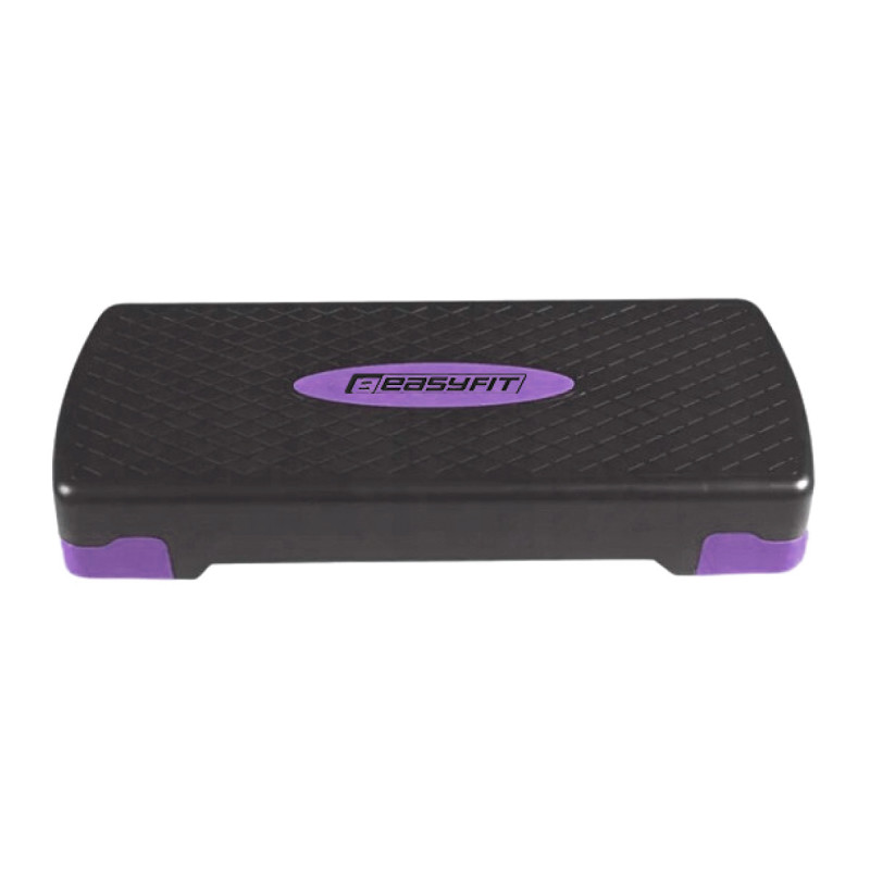 Степ-платформа EasyFit Step-B 2-ступенчатая, максимальная нагрузка 200 кг, Длина 68 см, Ширина 28 см, Пластик, Черно-фиолетовый