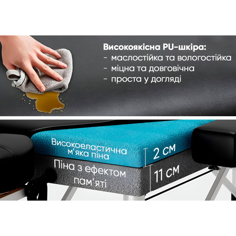 Массажный стол EasyFit ZenRest-2 кушетка складная Черная в чехле