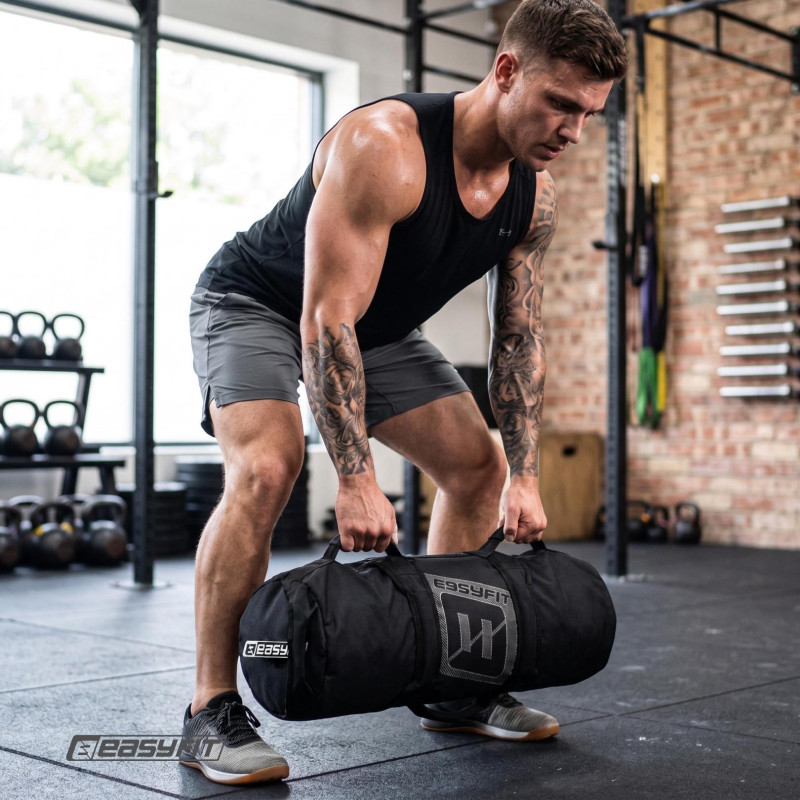 Сумка для кросфіту EasyFit Sandbag (сендбег), Мішок для піску, з ручками та регульованою вагою, на 4 філери, Вага 4-40 кг, Чорний