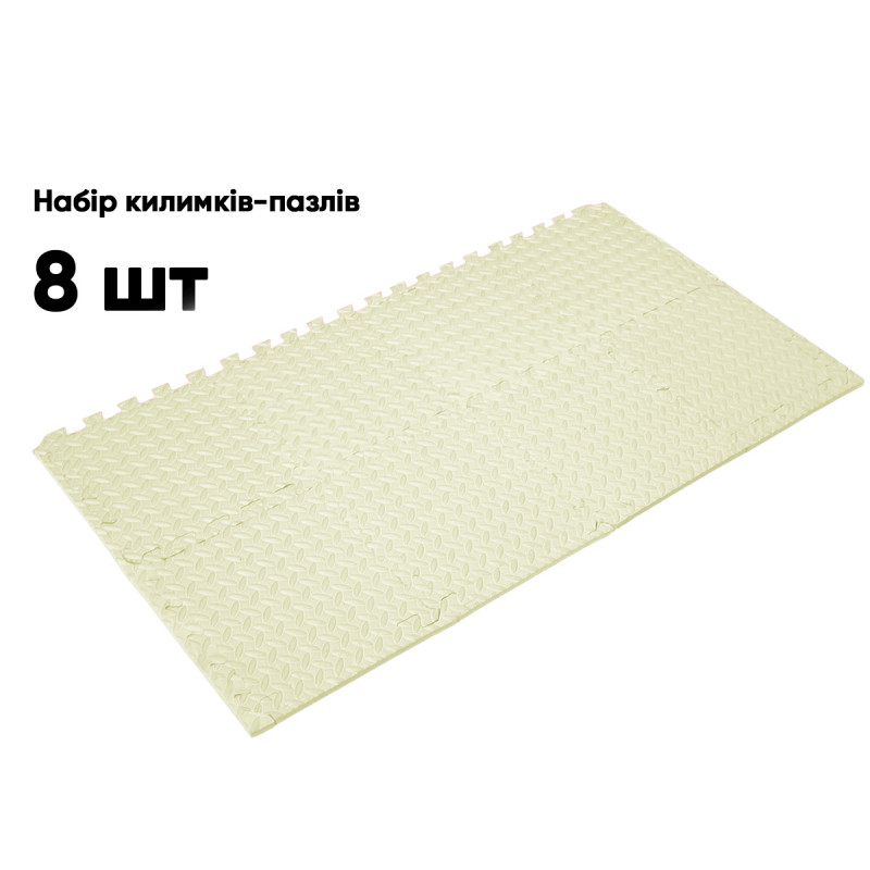Татами мат EasyFit SwallowTail (пазл ласточкин хвост с бортиком), Размер 120x60 см, Толщина 10 мм, EVA-пена, Белый